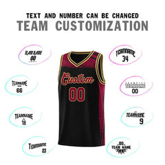 Custom Black Crimson Graffiti Pattern Sports Uniform Basketball Jersey