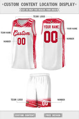 Custom White Red Graffiti Pattern Sports Uniform Basketball Jersey