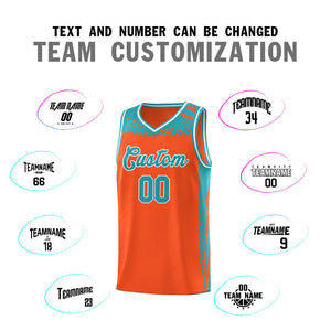 Custom Orange Aqua Graffiti Pattern Sports Uniform Basketball Jersey