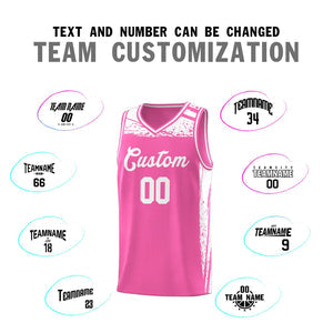 Custom Pink White Graffiti Pattern Sports Uniform Basketball Jersey