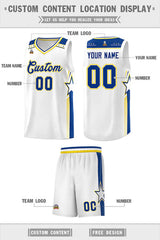 Custom White Royal Star Graffiti Pattern Sports Uniform Basketball Jersey