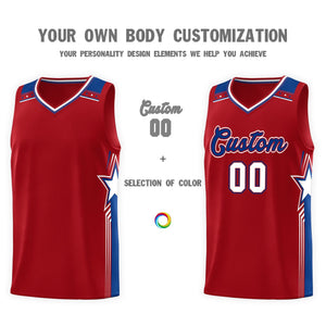 Custom Red Royal Star Graffiti Pattern Sports Uniform Basketball Jersey