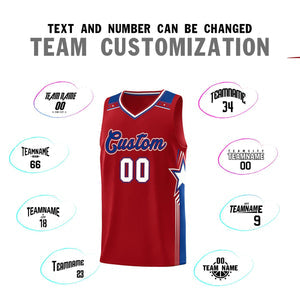 Custom Red Royal Star Graffiti Pattern Sports Uniform Basketball Jersey