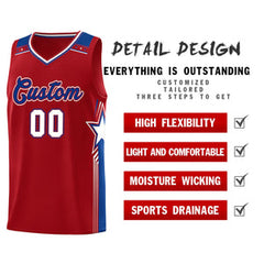 Custom Red Royal Star Graffiti Pattern Sports Uniform Basketball Jersey