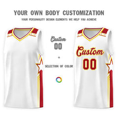 Custom White Red Star Graffiti Pattern Sports Uniform Basketball Jersey