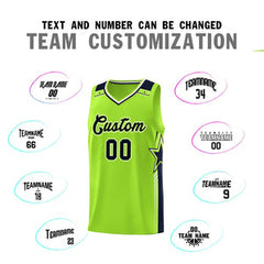 Custom Neon Green Navy Star Graffiti Pattern Sports Uniform Basketball Jersey