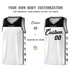 Custom White Black Personalized Star Pattern Sports Uniform Basketball Jersey