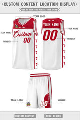 Custom White Red Personalized Star Pattern Sports Uniform Basketball Jersey