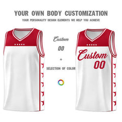 Custom White Red Personalized Star Pattern Sports Uniform Basketball Jersey