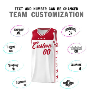 Custom White Red Personalized Star Pattern Sports Uniform Basketball Jersey