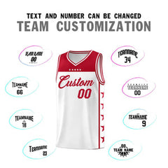 Custom White Red Personalized Star Pattern Sports Uniform Basketball Jersey