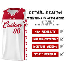Custom White Red Personalized Star Pattern Sports Uniform Basketball Jersey