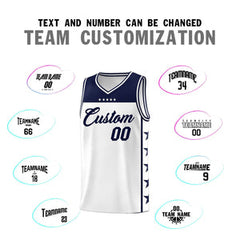 Custom White Navy Personalized Star Pattern Sports Uniform Basketball Jersey