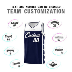 Custom Navy White Personalized Star Pattern Sports Uniform Basketball Jersey