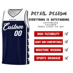 Custom Navy White Personalized Star Pattern Sports Uniform Basketball Jersey