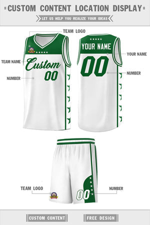 Custom White Kelly Green Personalized Star Pattern Sports Uniform Basketball Jersey