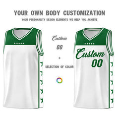 Custom White Kelly Green Personalized Star Pattern Sports Uniform Basketball Jersey