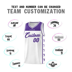 Custom White Purple Personalized Star Pattern Sports Uniform Basketball Jersey