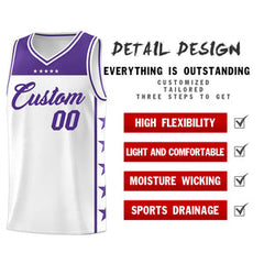 Custom White Purple Personalized Star Pattern Sports Uniform Basketball Jersey