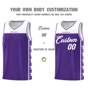 Custom Purple White Personalized Star Pattern Sports Uniform Basketball Jersey