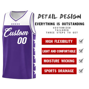 Custom Purple White Personalized Star Pattern Sports Uniform Basketball Jersey