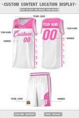 Custom White Pink Personalized Star Pattern Sports Uniform Basketball Jersey