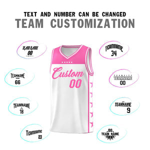 Custom White Pink Personalized Star Pattern Sports Uniform Basketball Jersey