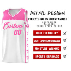 Custom White Pink Personalized Star Pattern Sports Uniform Basketball Jersey