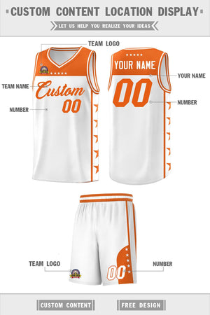 Custom White Orange Personalized Star Pattern Sports Uniform Basketball Jersey