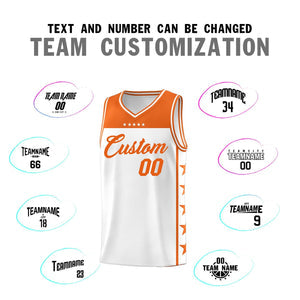 Custom White Orange Personalized Star Pattern Sports Uniform Basketball Jersey