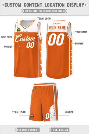 Custom Orange White Personalized Star Pattern Sports Uniform Basketball Jersey