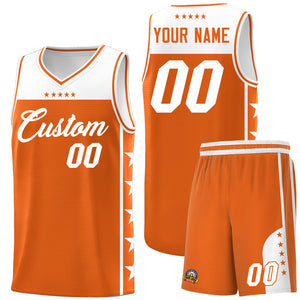 Custom Orange White Personalized Star Pattern Sports Uniform Basketball Jersey