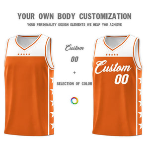Custom Orange White Personalized Star Pattern Sports Uniform Basketball Jersey