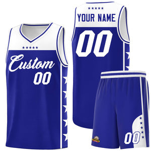 Custom Royal White Personalized Star Pattern Sports Uniform Basketball Jersey