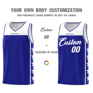 Custom Royal White Personalized Star Pattern Sports Uniform Basketball Jersey