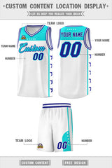 Custom White Sky Blue Personalized Star Pattern Sports Uniform Basketball Jersey