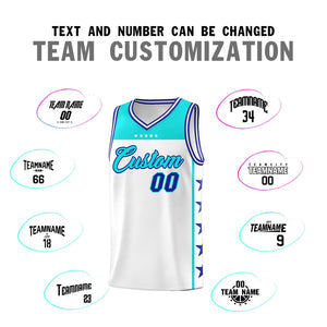Custom White Sky Blue Personalized Star Pattern Sports Uniform Basketball Jersey