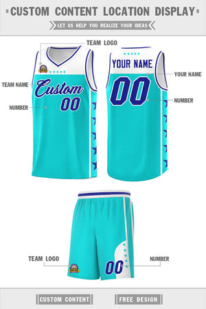 Custom Sky Blue Royal Personalized Star Pattern Sports Uniform Basketball Jersey