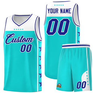 Custom Sky Blue Royal Personalized Star Pattern Sports Uniform Basketball Jersey