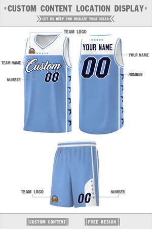 Custom Light Blue White Personalized Star Pattern Sports Uniform Basketball Jersey