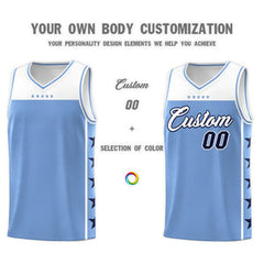 Custom Light Blue White Personalized Star Pattern Sports Uniform Basketball Jersey