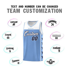 Custom Light Blue White Personalized Star Pattern Sports Uniform Basketball Jersey