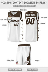 Custom White Brown Personalized Star Pattern Sports Uniform Basketball Jersey