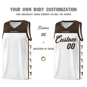 Custom White Brown Personalized Star Pattern Sports Uniform Basketball Jersey
