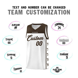 Custom White Brown Personalized Star Pattern Sports Uniform Basketball Jersey