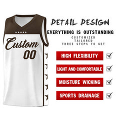 Custom White Brown Personalized Star Pattern Sports Uniform Basketball Jersey