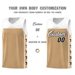 Custom Old Gold White Personalized Star Pattern Sports Uniform Basketball Jersey