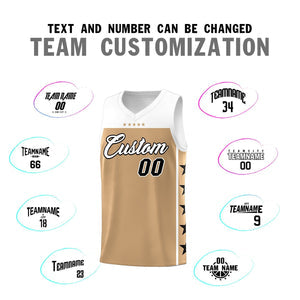Custom Old Gold White Personalized Star Pattern Sports Uniform Basketball Jersey
