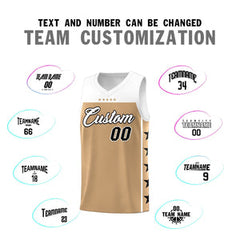 Custom Old Gold White Personalized Star Pattern Sports Uniform Basketball Jersey