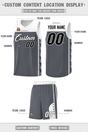 Custom Dark Gray White Personalized Star Pattern Sports Uniform Basketball Jersey
